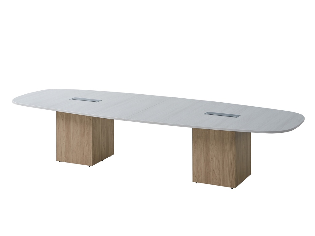TABLE DE CONFÉRENCE EN FORME BATEAU 3600X1200X750 CHENE NATUREL BLANC