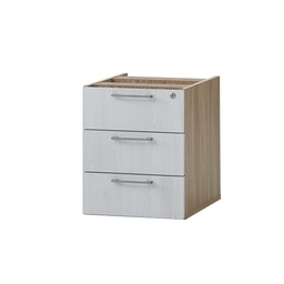 [BCUH3NW] BLOC 3 TIROIRS SUSPENDUS 3D 400X500X480 CHENE NATUREL BLANC